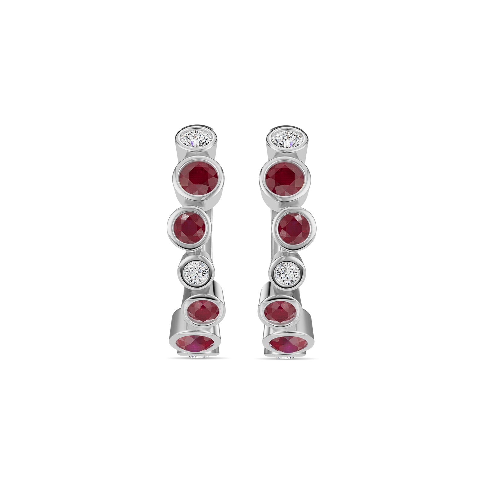 Ruby & Round Diamond Hoop Earrings - ER38