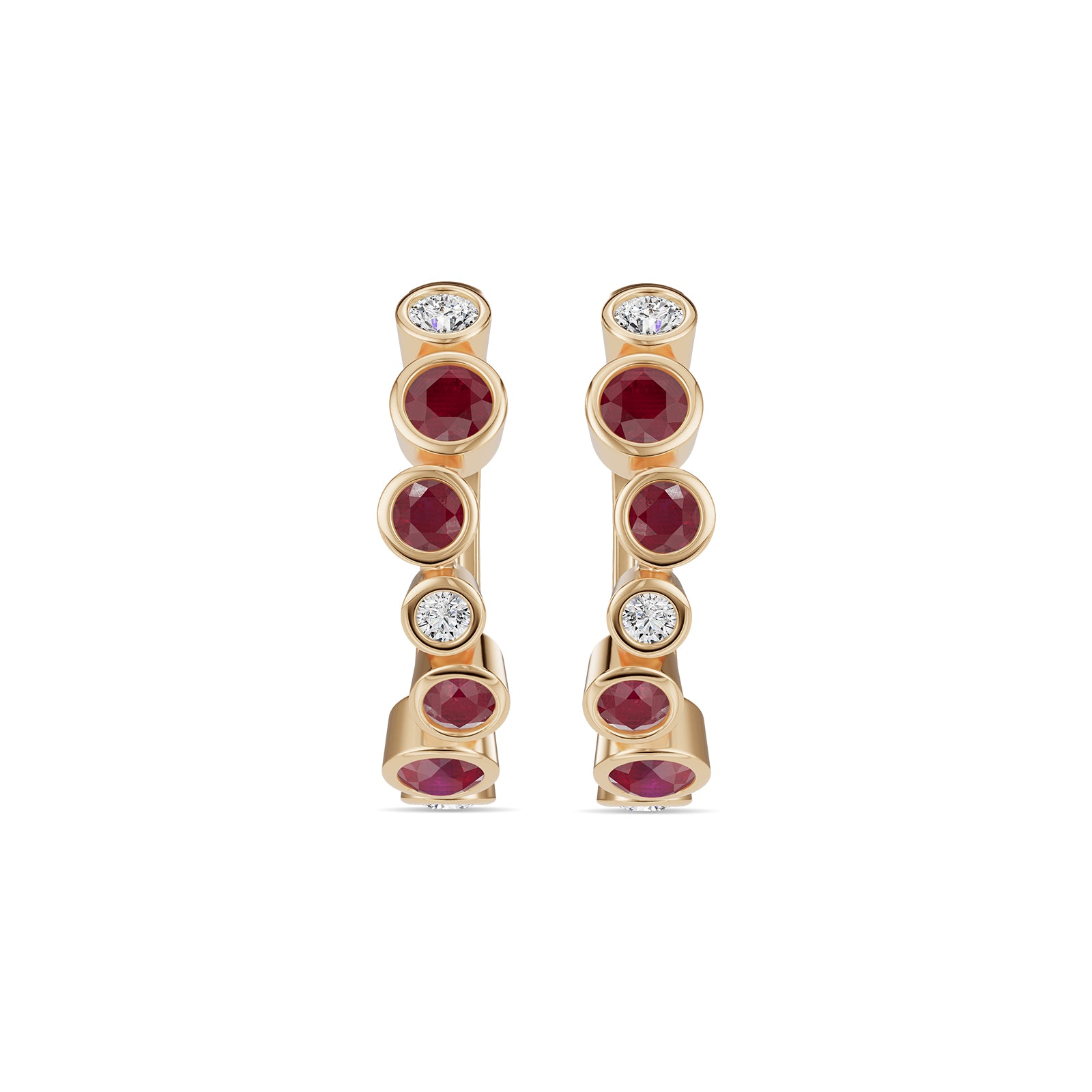 Ruby & Round Diamond Hoop Earrings - ER38