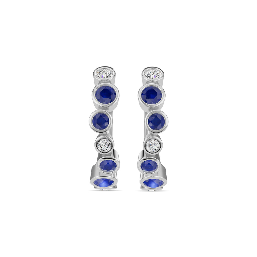Sapphire & Round Diamond Hoop Earrings - ER39
