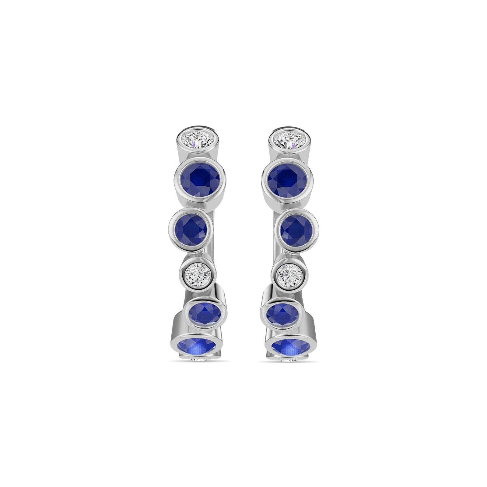 Sapphire & Round Diamond Hoop Earrings - ER39