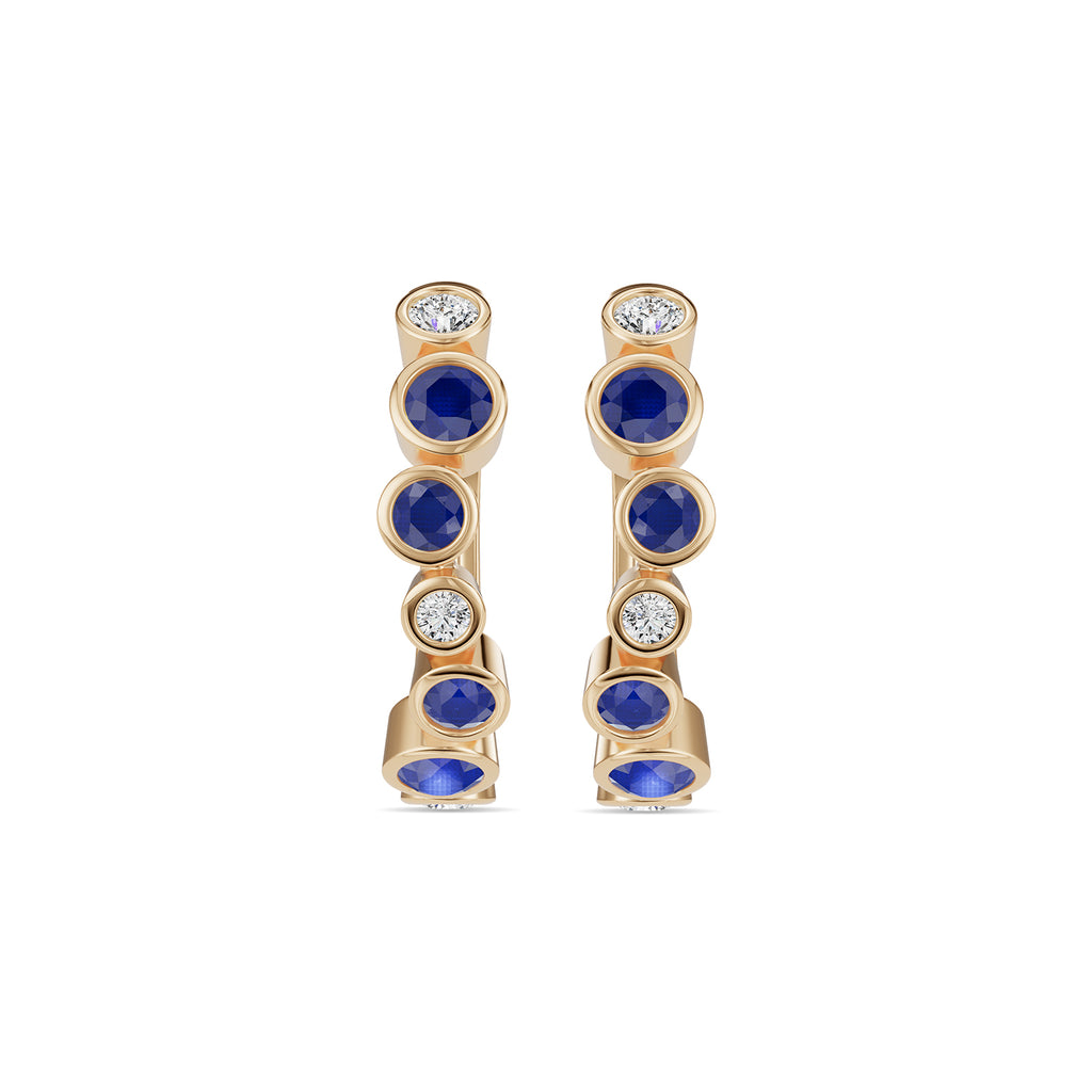 Sapphire & Round Diamond Hoop Earrings - ER39