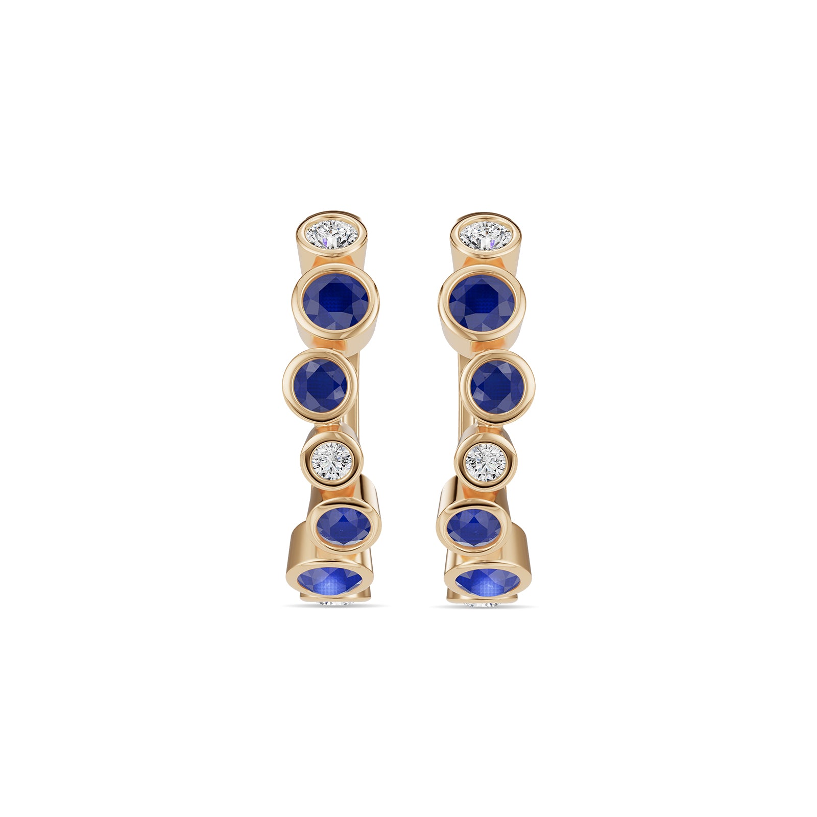 Sapphire & Round Diamond Hoop Earrings - ER39