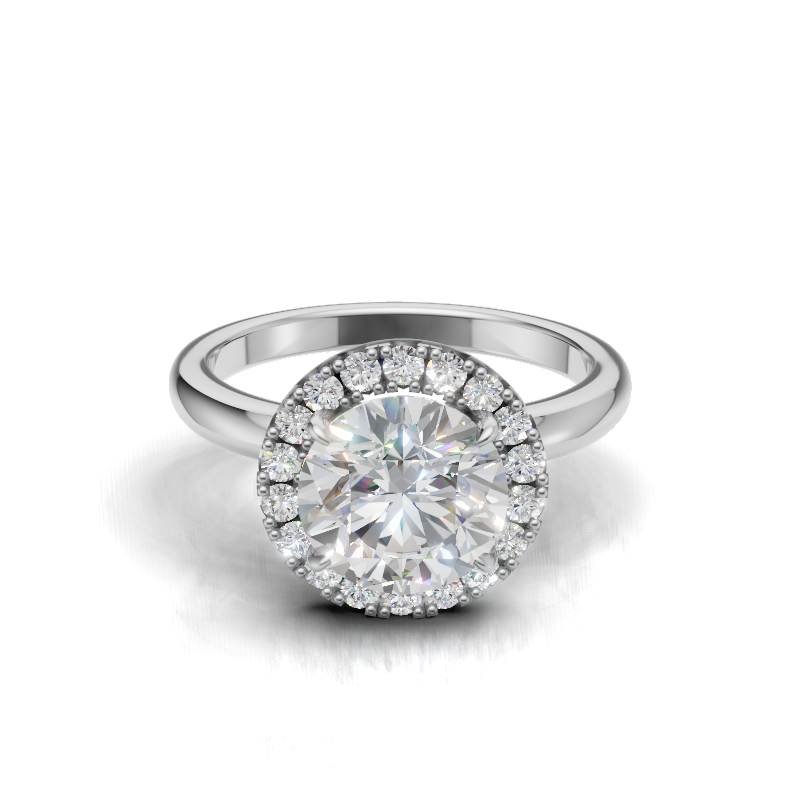 Round Diamond Halo Ring - R109