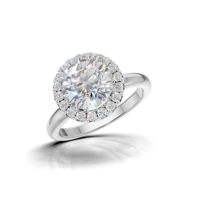 Round Diamond Halo Ring - R109