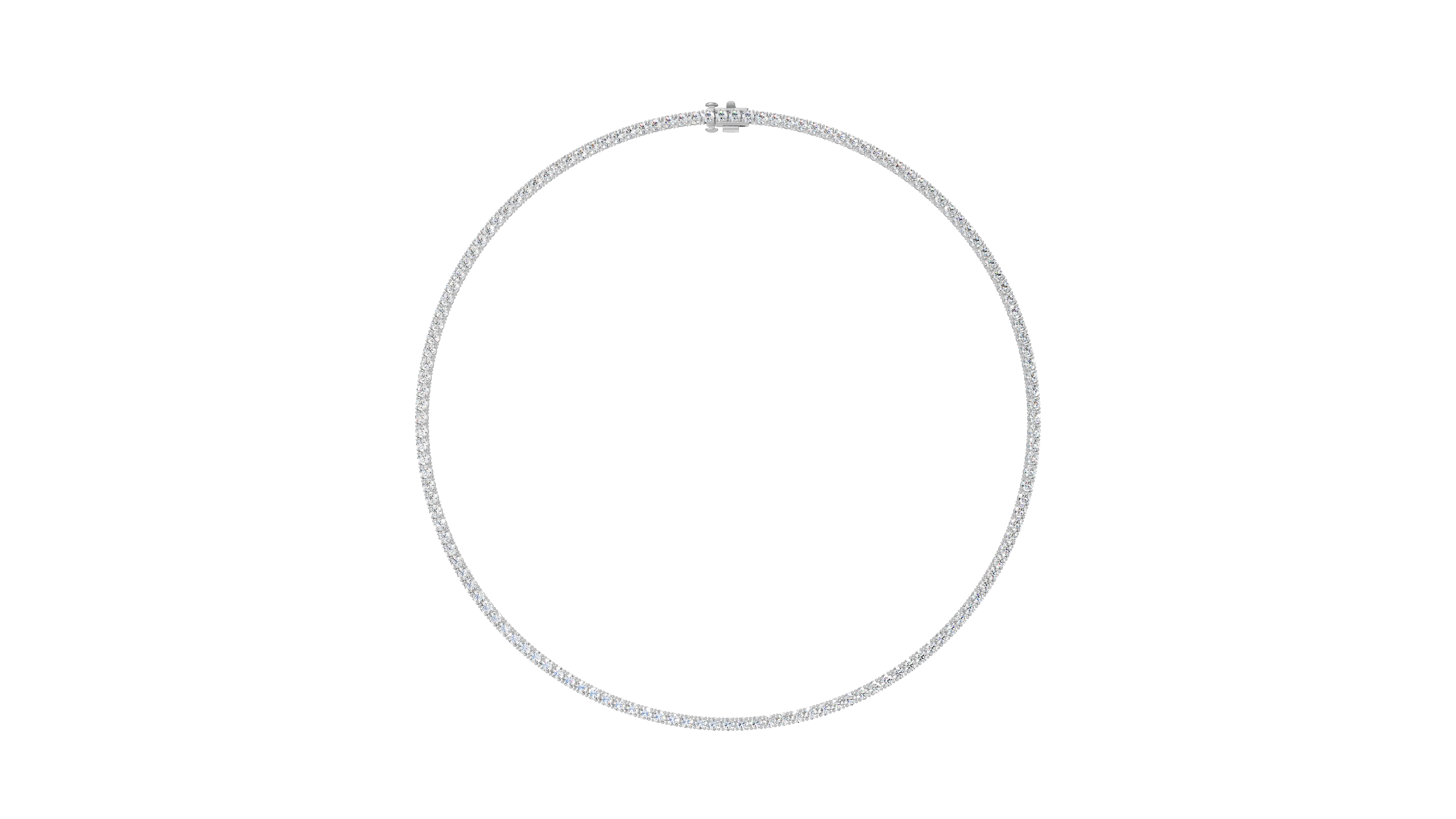 Round Brilliant Cut Diamond Tennis Necklaces - NE01