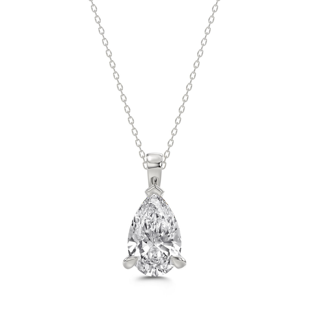 Brilliant Cut Pear Diamond Pendant With chain - PD01