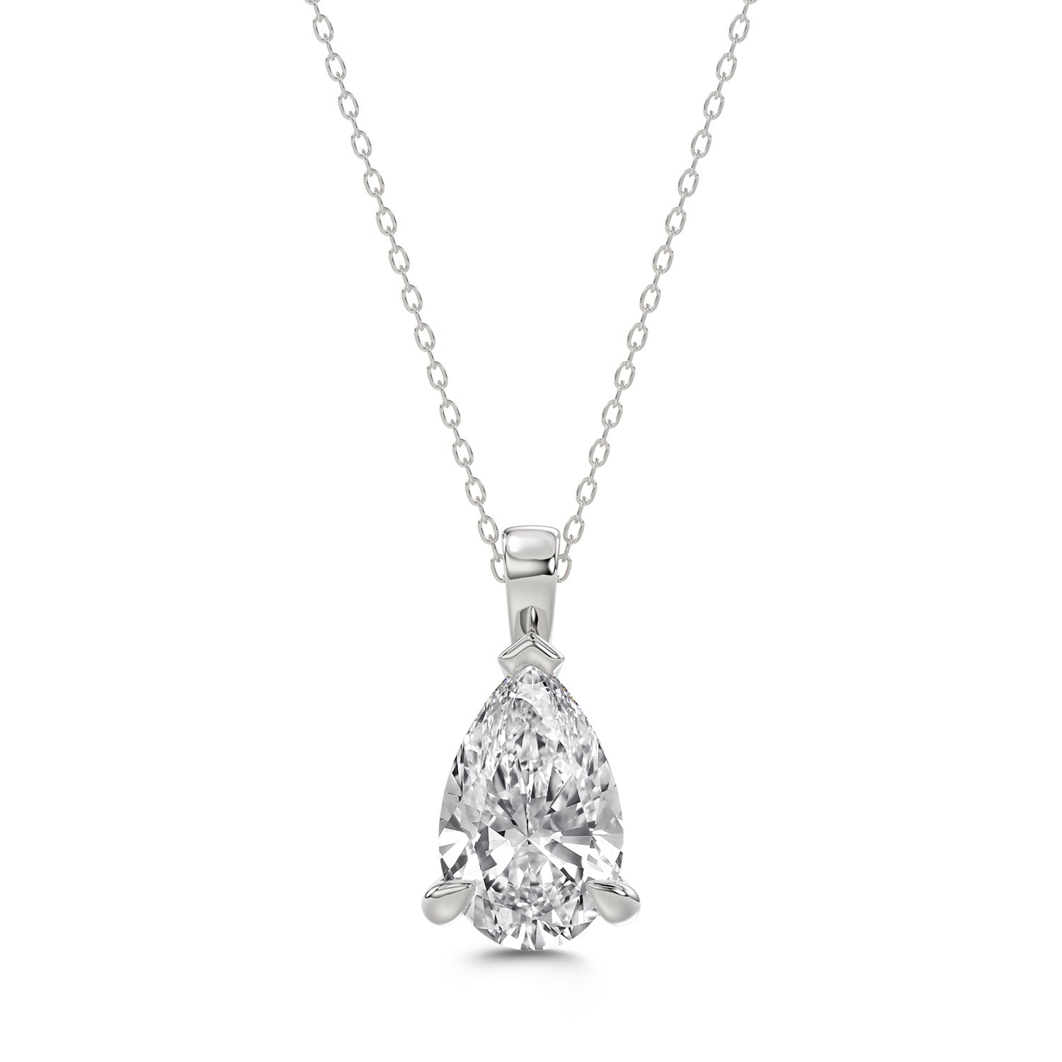 Brilliant Cut Pear Diamond Pendant With chain - PD01