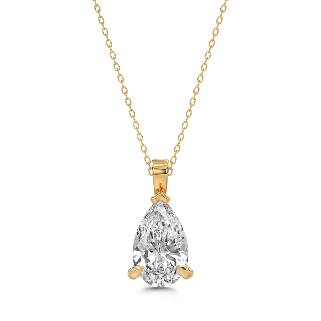Brilliant Cut Pear Diamond Pendant With chain - PD01