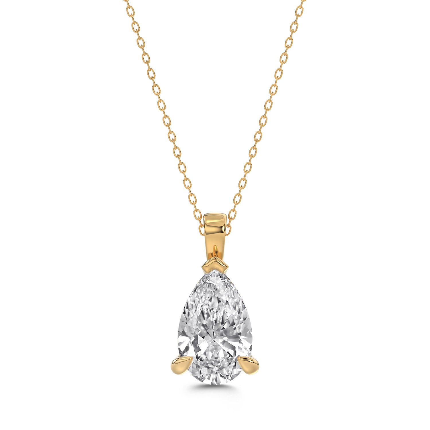Brilliant Cut Pear Diamond Pendant With chain - PD01