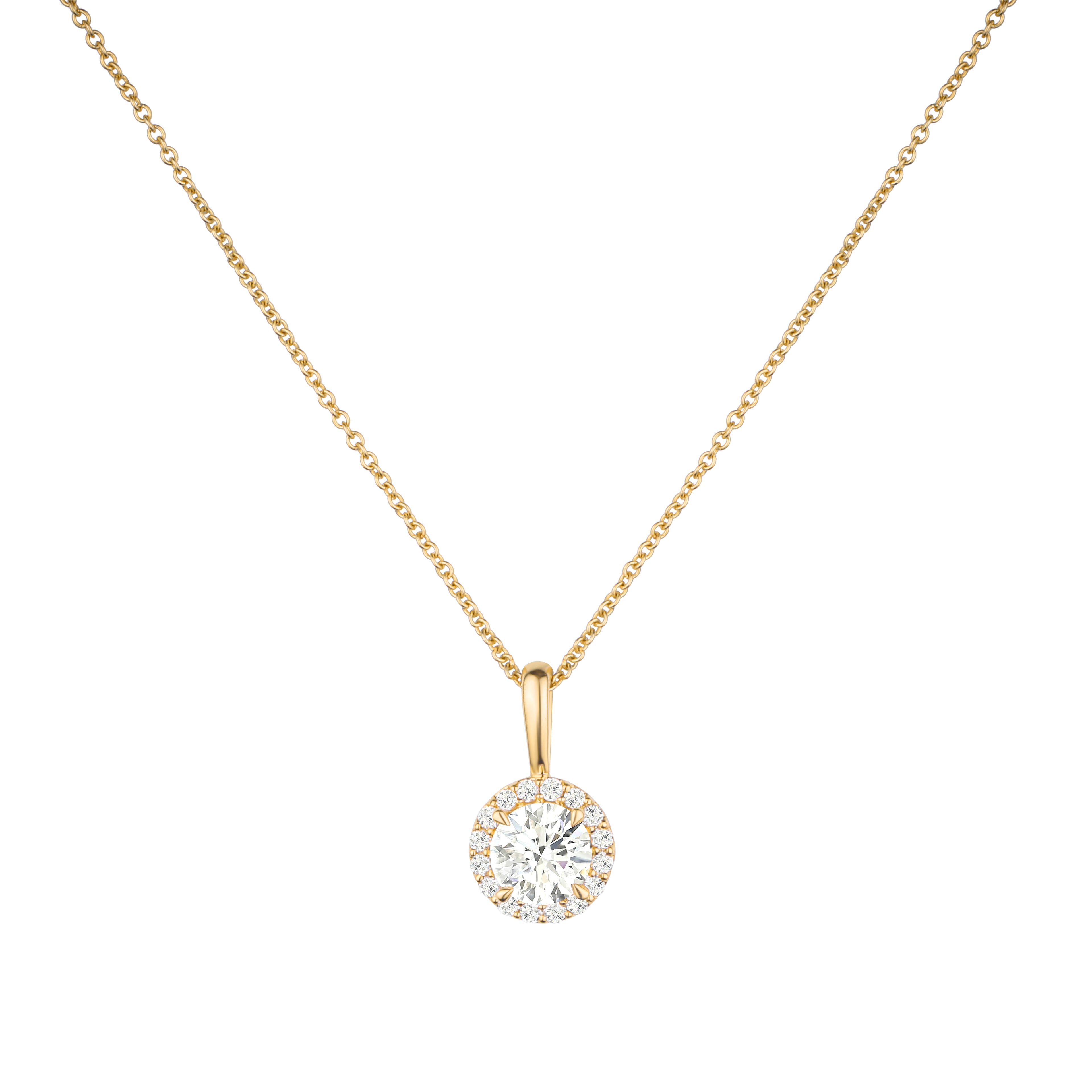 Brilliant Cut Round Halo Diamond Pendant With chain - PD03
