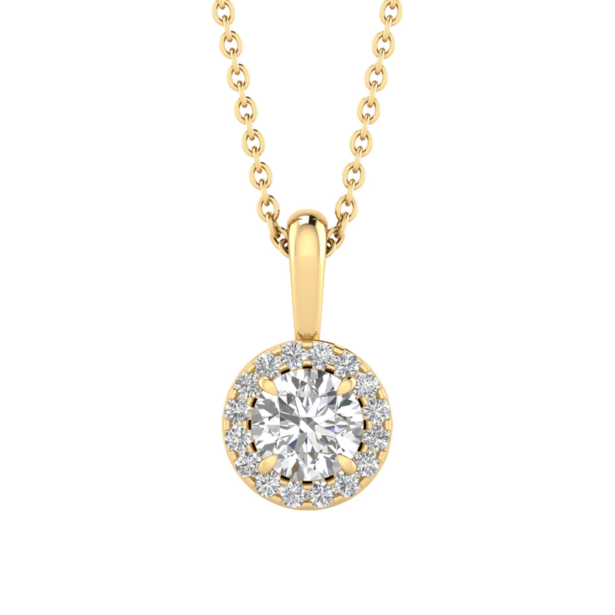 Brilliant Cut Round Halo Diamond Pendant With chain - PD03