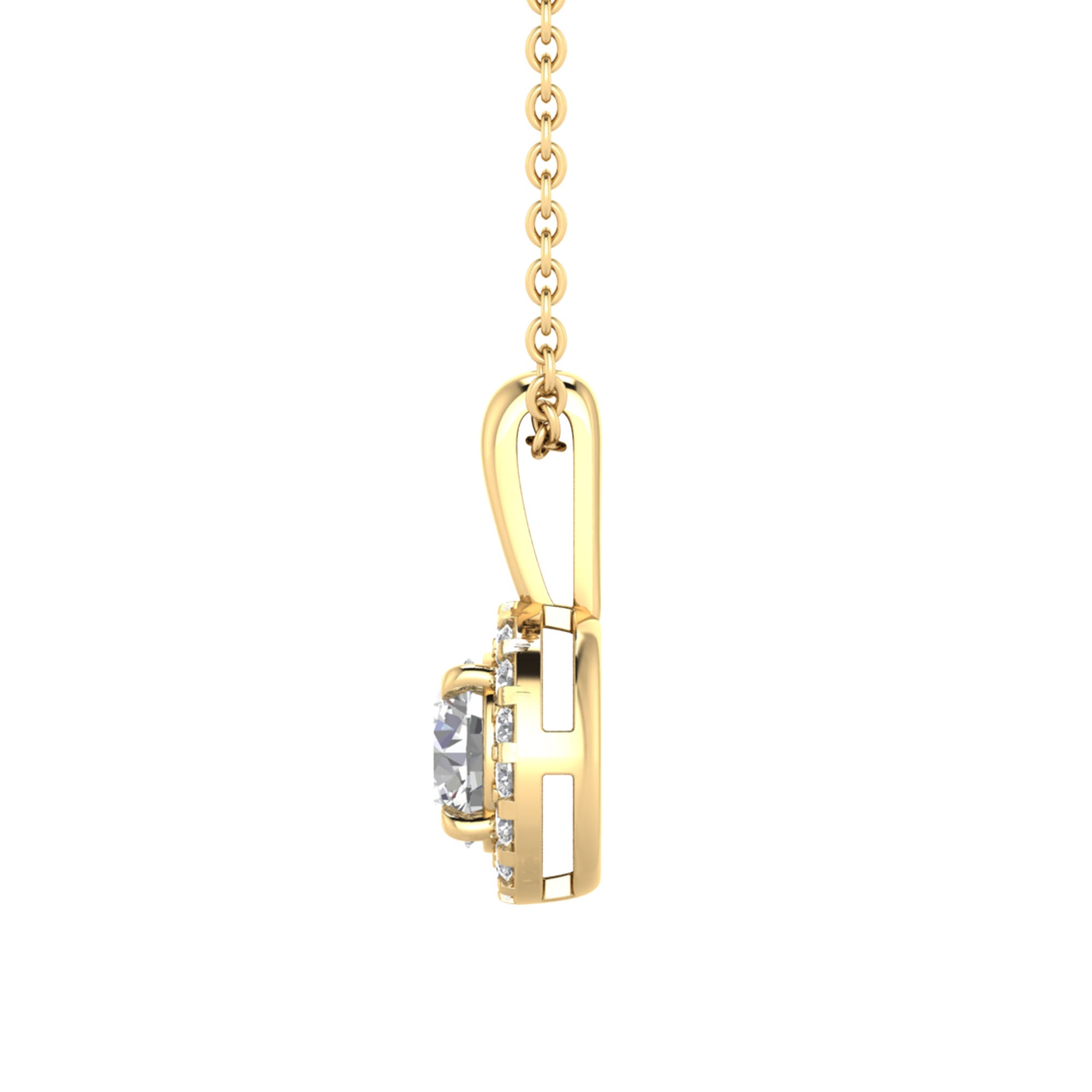 Brilliant Cut Round Halo Diamond Pendant With chain - PD03