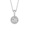 Brilliant Cut Round Halo Diamond Pendant With chain - PD03
