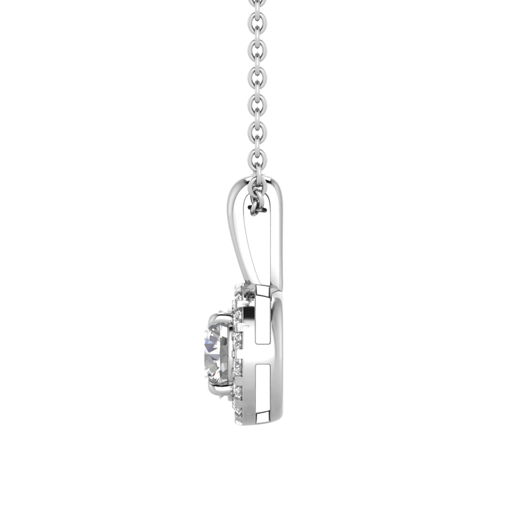 Brilliant Cut Round Halo Diamond Pendant With chain - PD03