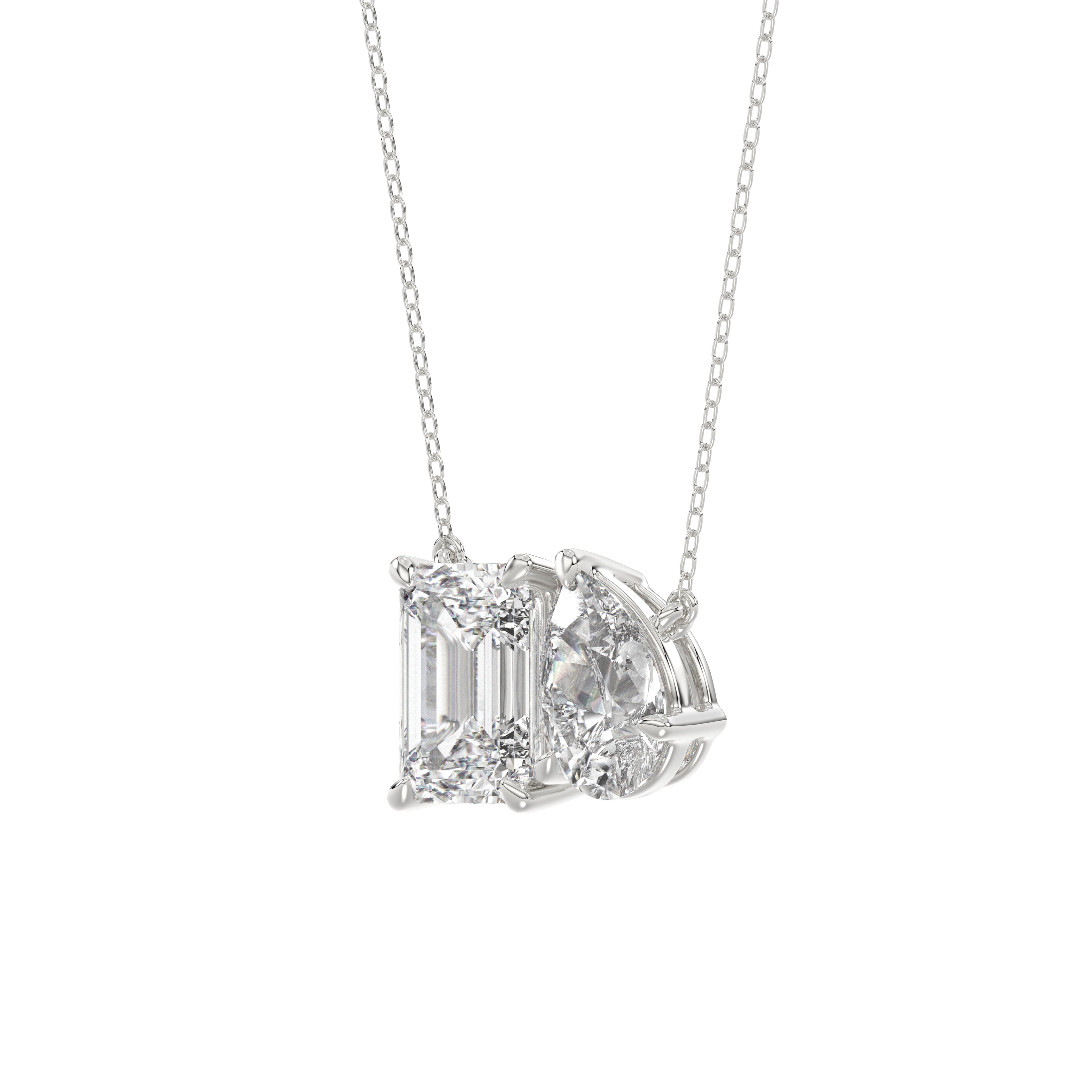 Brilliant Cut Pear & Emerald Diamond Pendant With chain - PD05