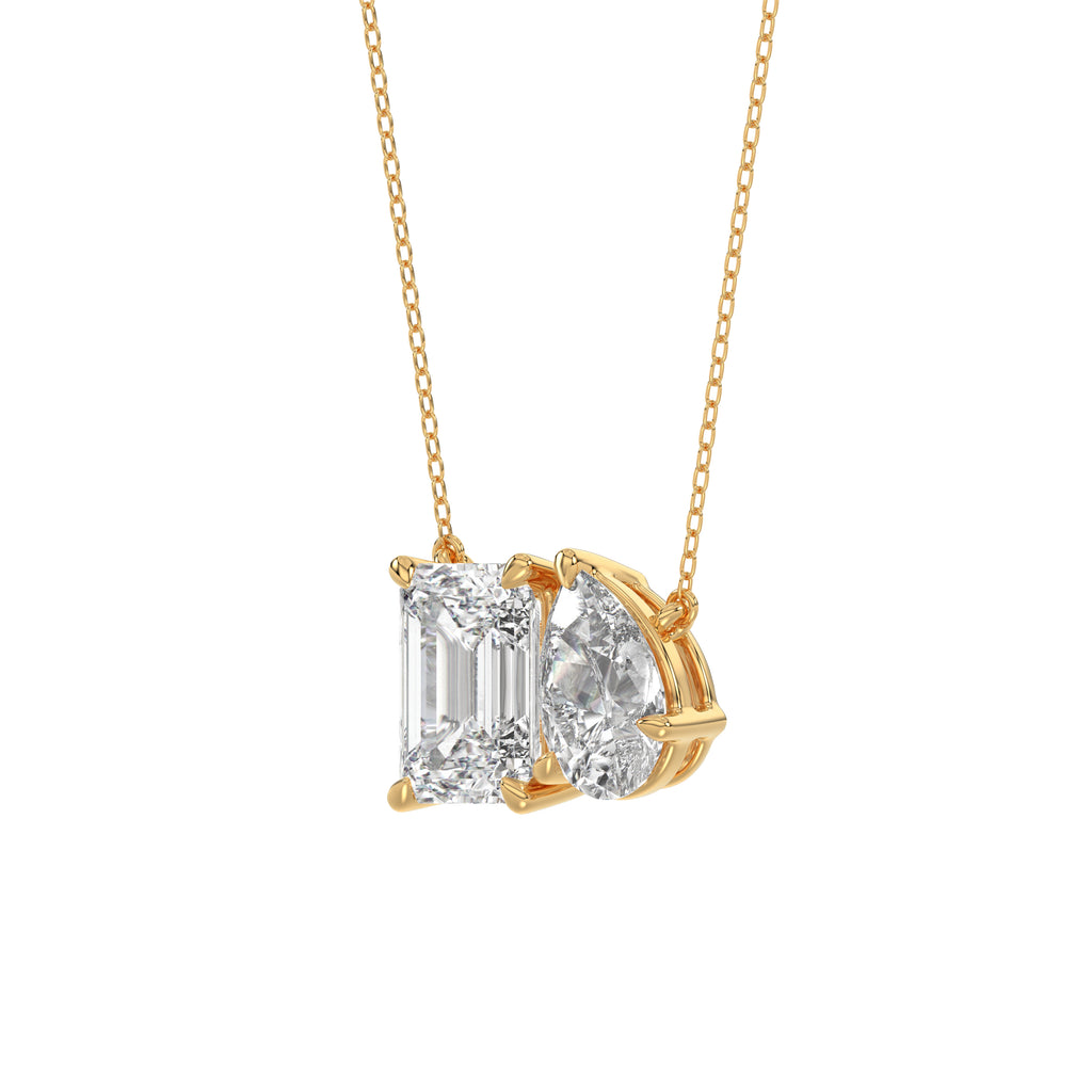 Brilliant Cut Pear & Emerald Diamond Pendant With chain - PD05