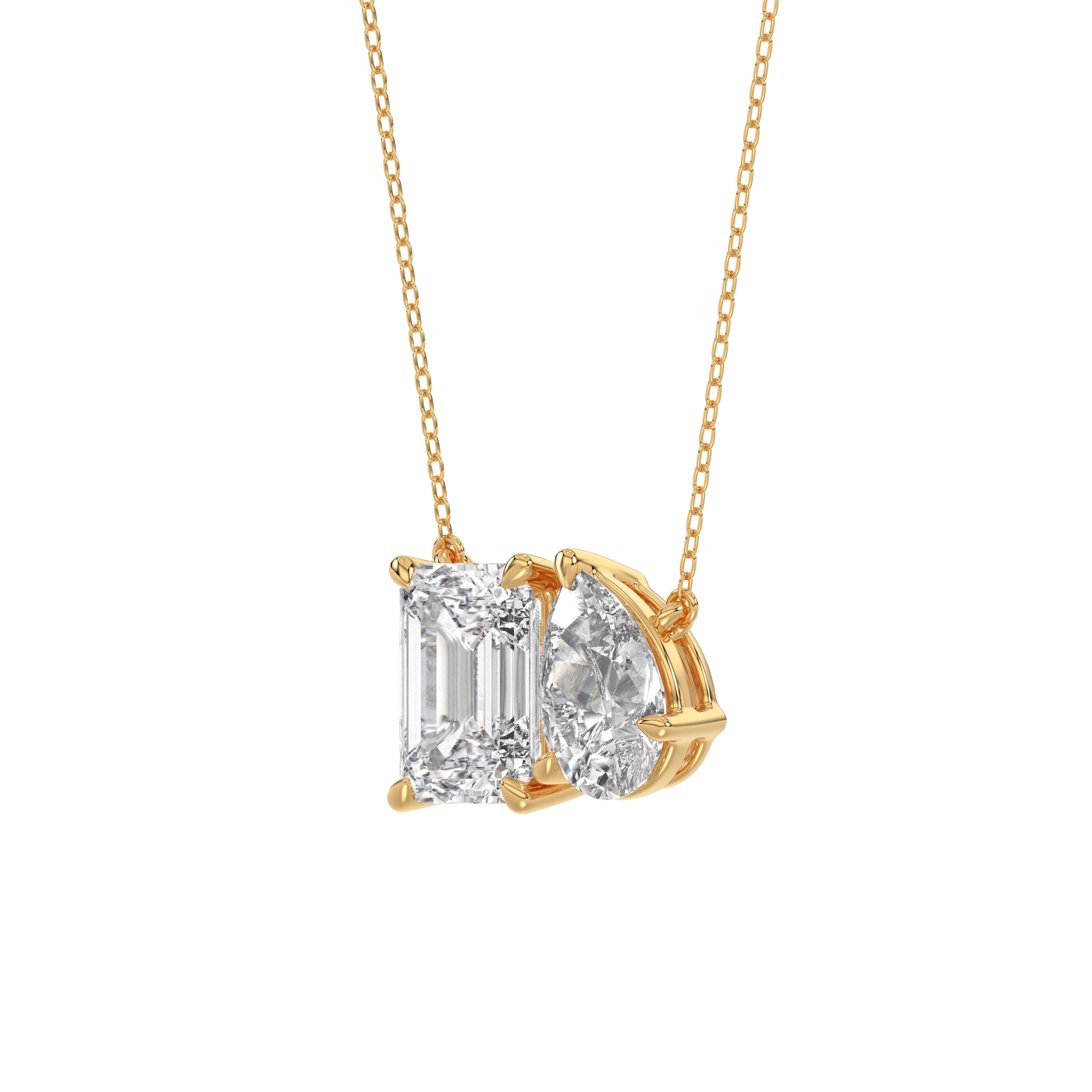 Brilliant Cut Pear & Emerald Diamond Pendant With chain - PD05
