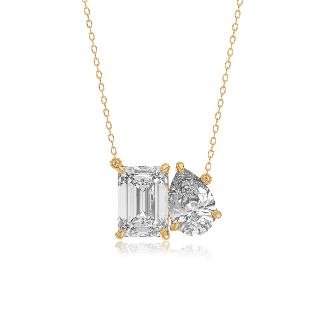Brilliant Cut Pear & Emerald Diamond Pendant With chain - PD05