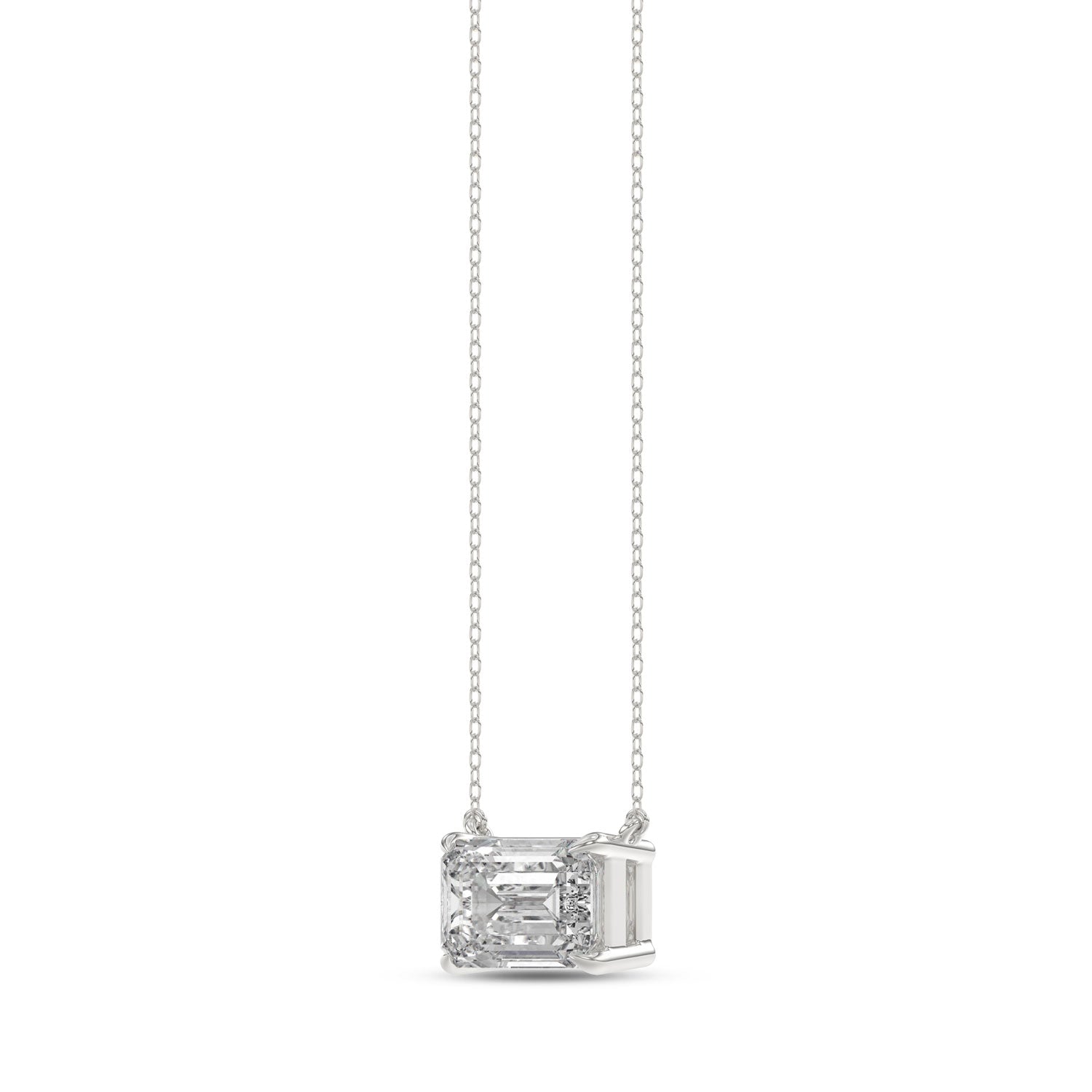 Brilliant Cut Emerald Diamond Pendant With Chain - PD07