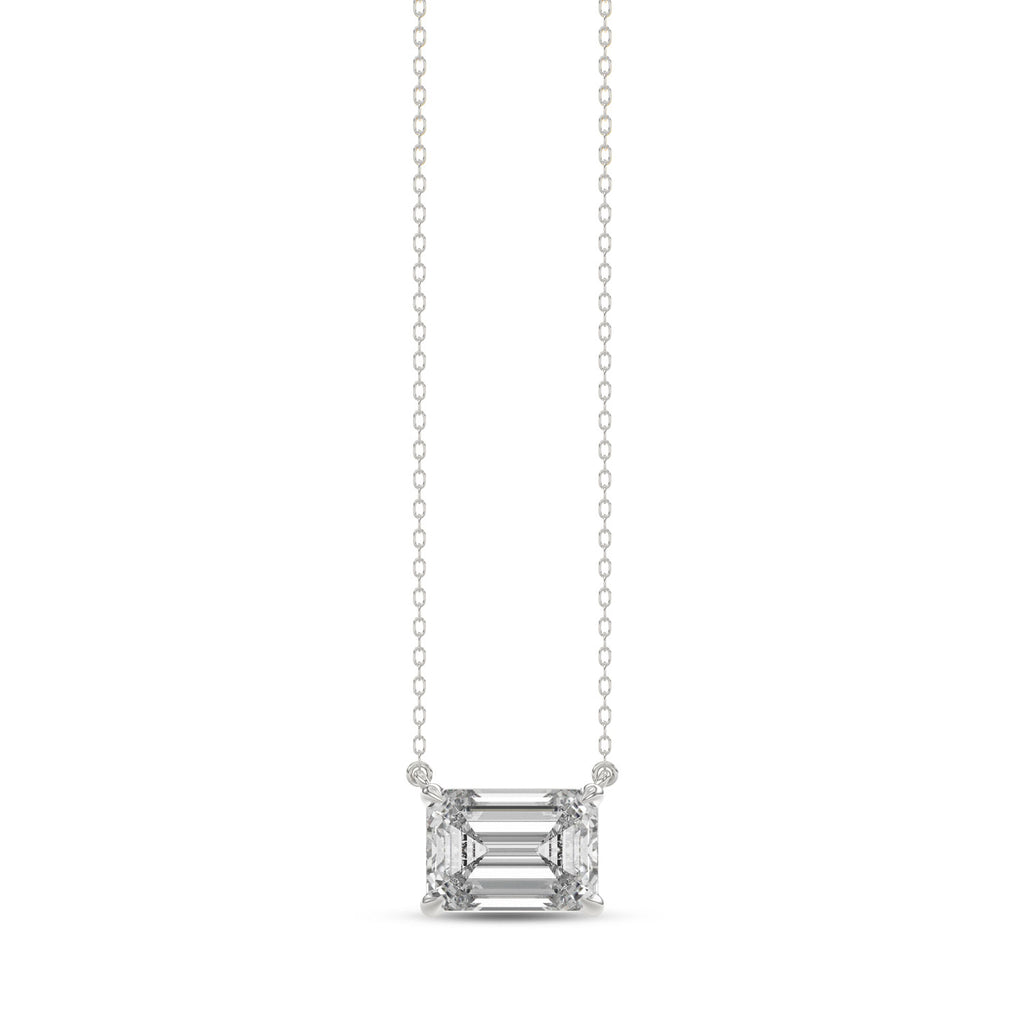 Brilliant Cut Emerald Diamond Pendant With Chain - PD07
