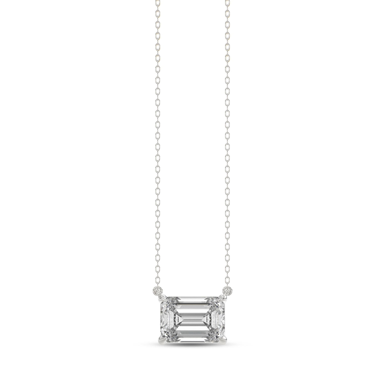 Brilliant Cut Emerald Diamond Pendant With Chain - PD07