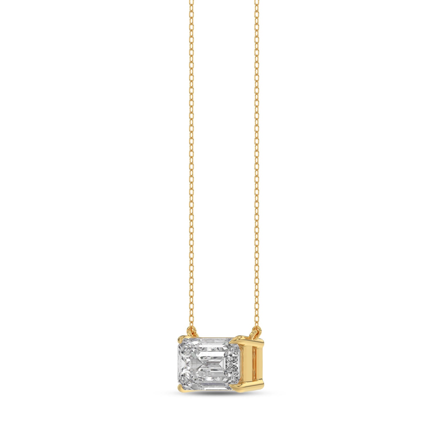 Brilliant Cut Emerald Diamond Pendant With Chain - PD07