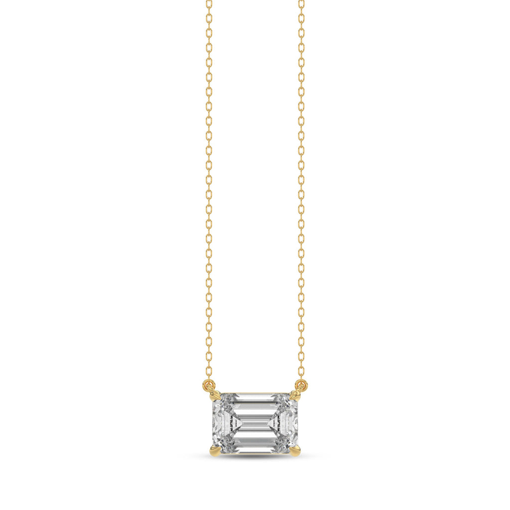 Brilliant Cut Emerald Diamond Pendant With Chain - PD07