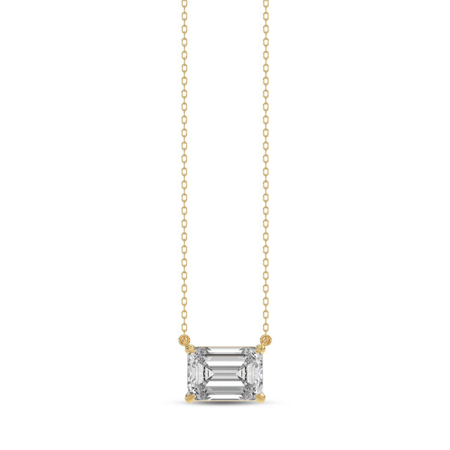 Brilliant Cut Emerald Diamond Pendant With Chain - PD07