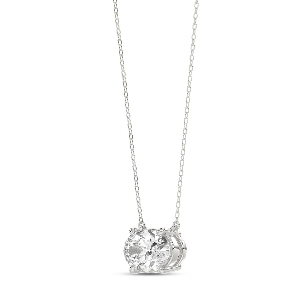 Brilliant Cut Oval Diamond Pendant With Chain - PD09