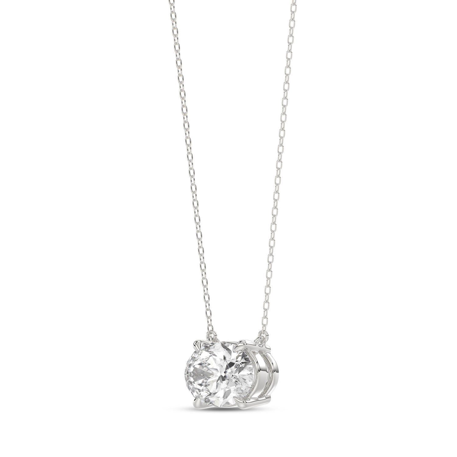 Brilliant Cut Oval Diamond Pendant With Chain - PD09