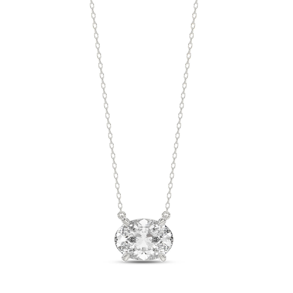 Brilliant Cut Oval Diamond Pendant With Chain - PD09
