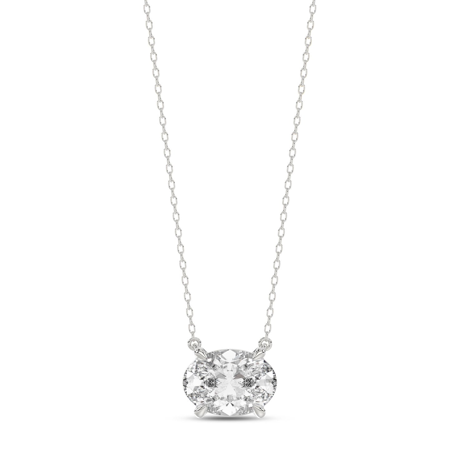 Brilliant Cut Oval Diamond Pendant With Chain - PD09