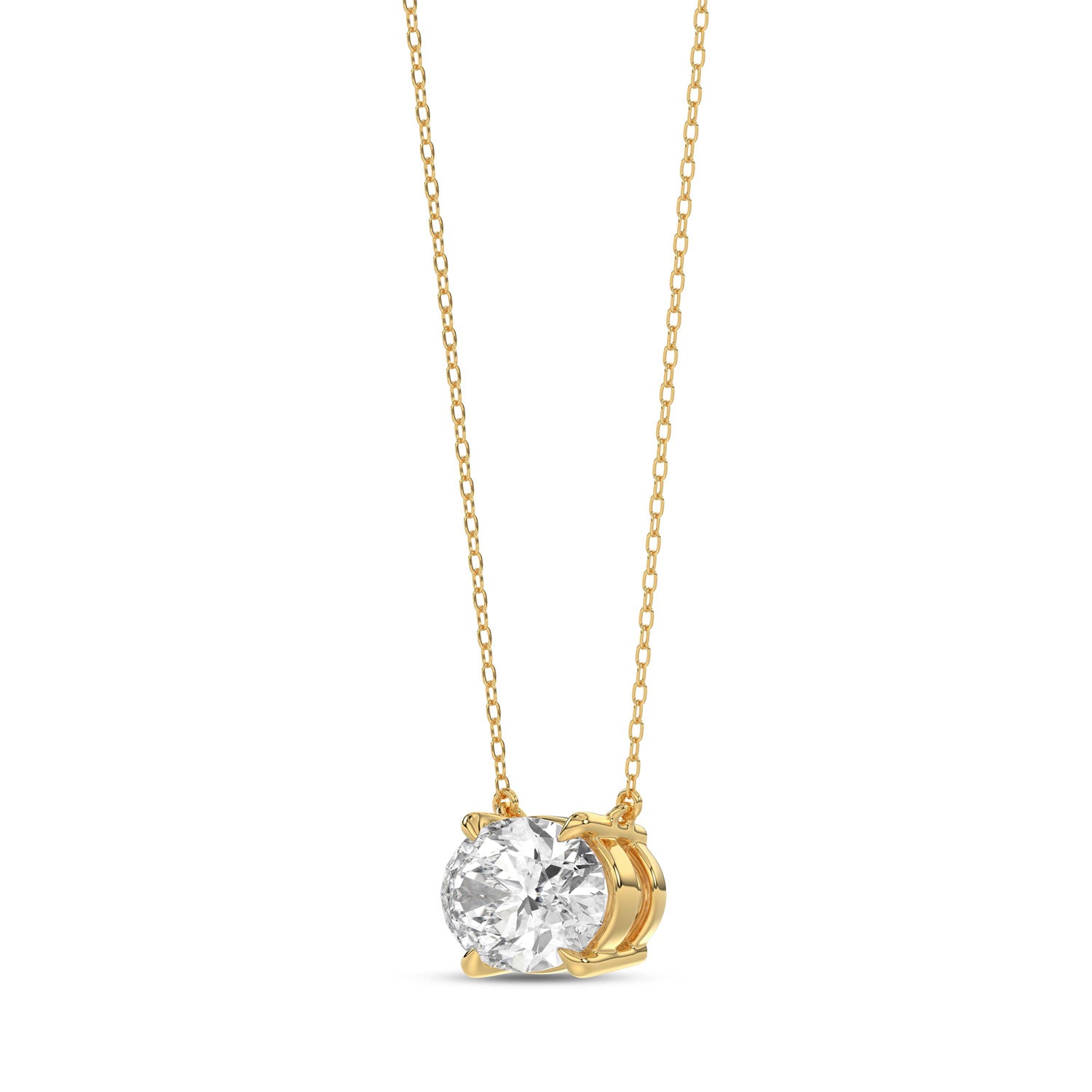 Brilliant Cut Oval Diamond Pendant With Chain - PD09