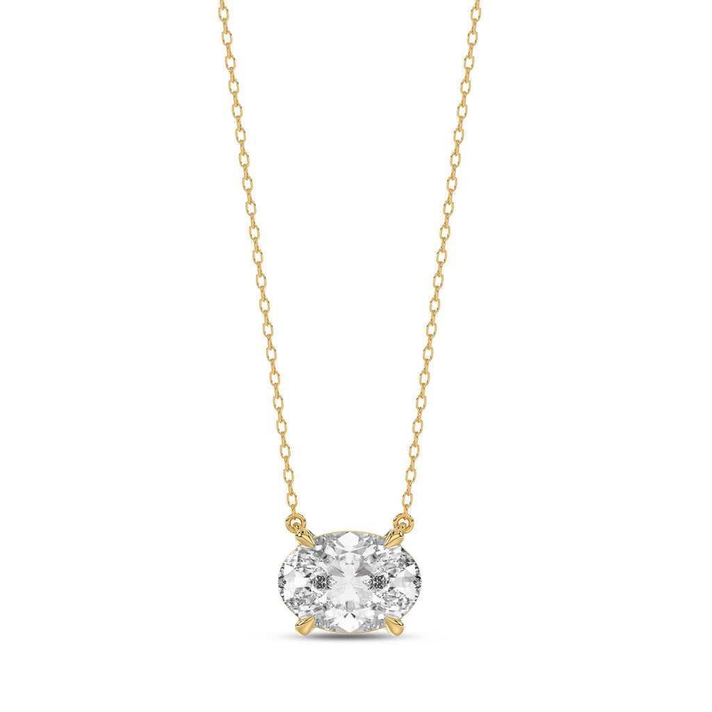 Brilliant Cut Oval Diamond Pendant With Chain - PD09