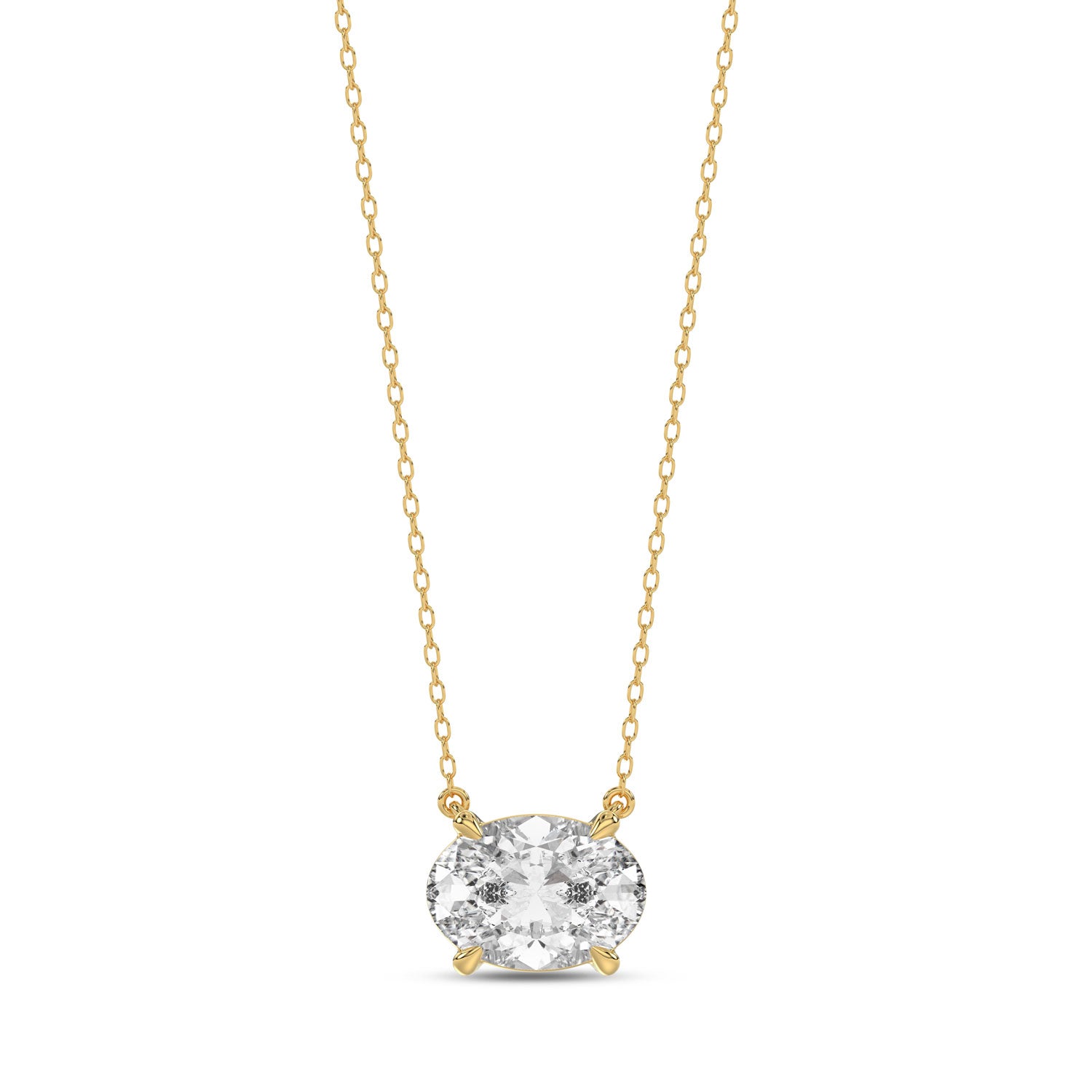 Brilliant Cut Oval Diamond Pendant With Chain - PD09