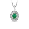 Oval Emerald & Round Diamonds Pendant With Chain - PD16