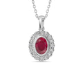 Oval Ruby & Round Diamonds Pendant With Chain - PD17