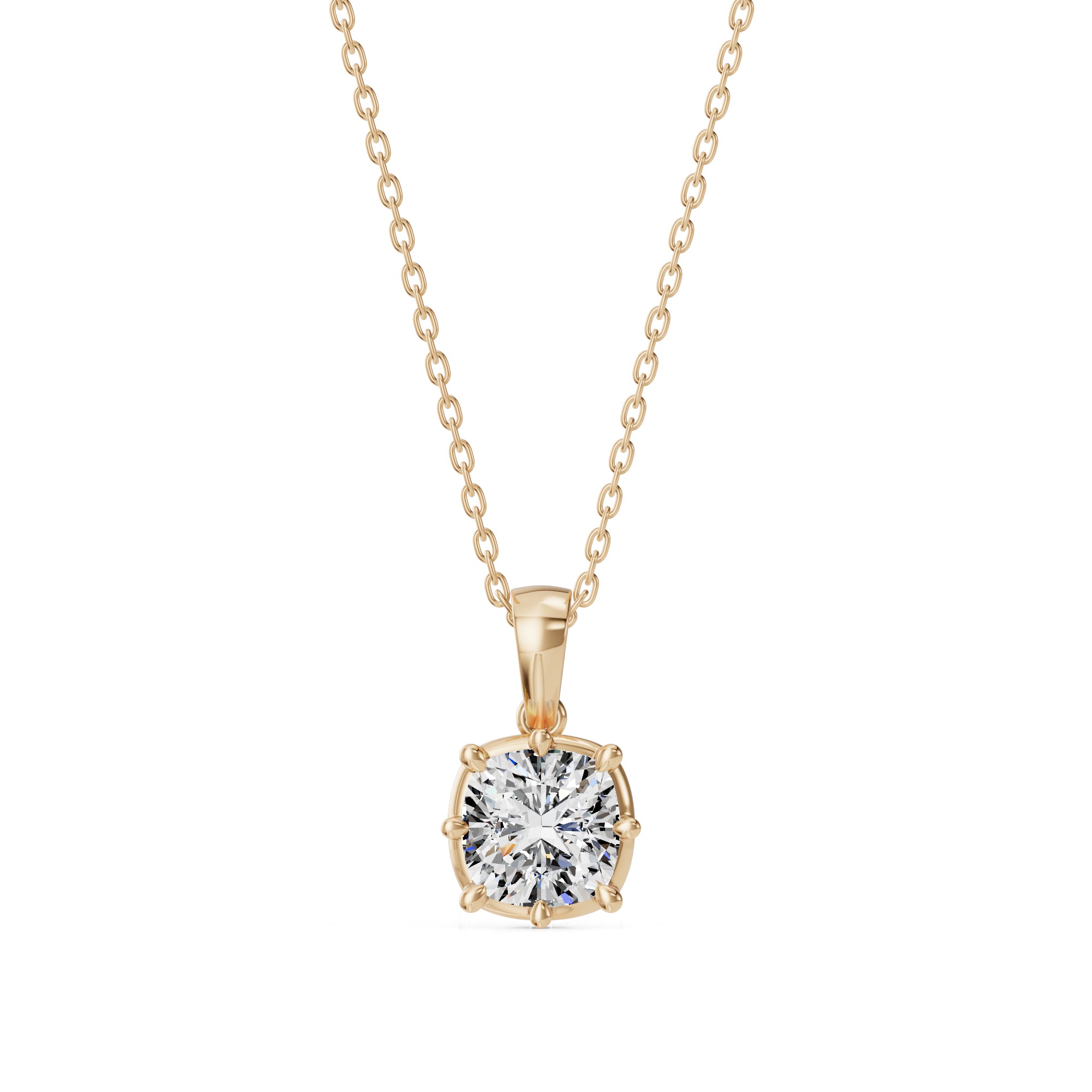 Old Cut Diamond Pendant With Chain - PD19