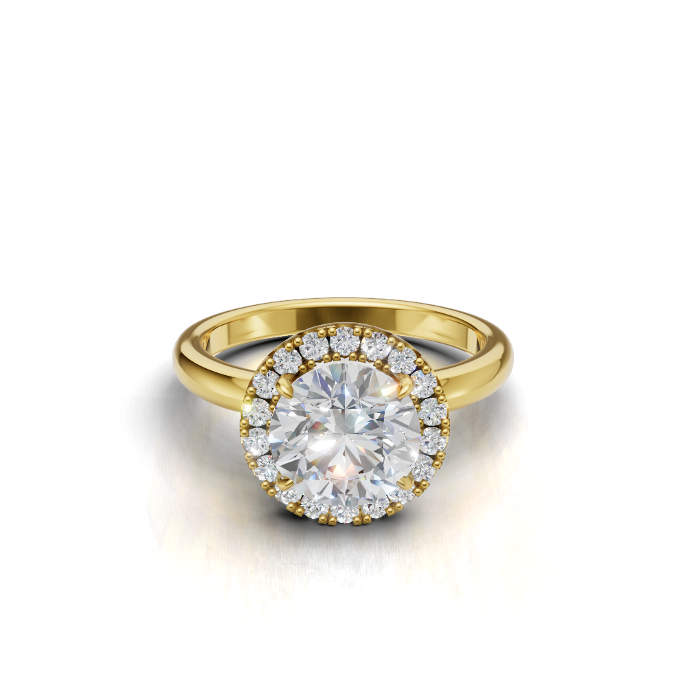 Round Diamond Halo Ring - R109
