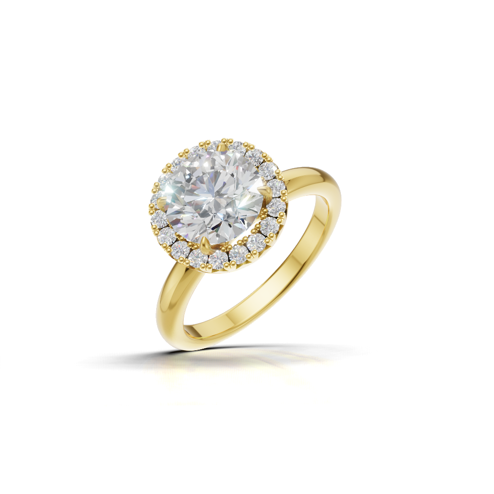 Round Diamond Halo Ring - R109