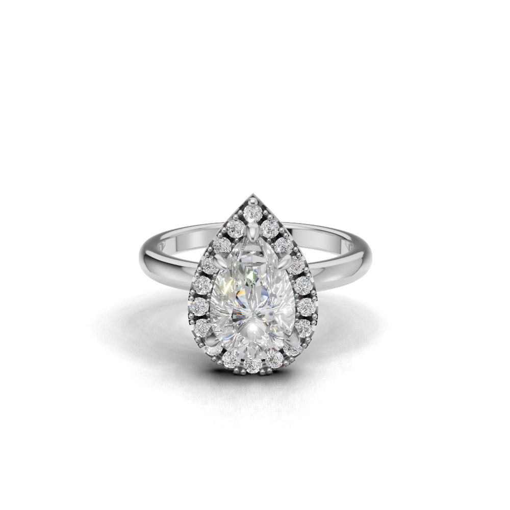 Pear Diamond Halo Ring - R110