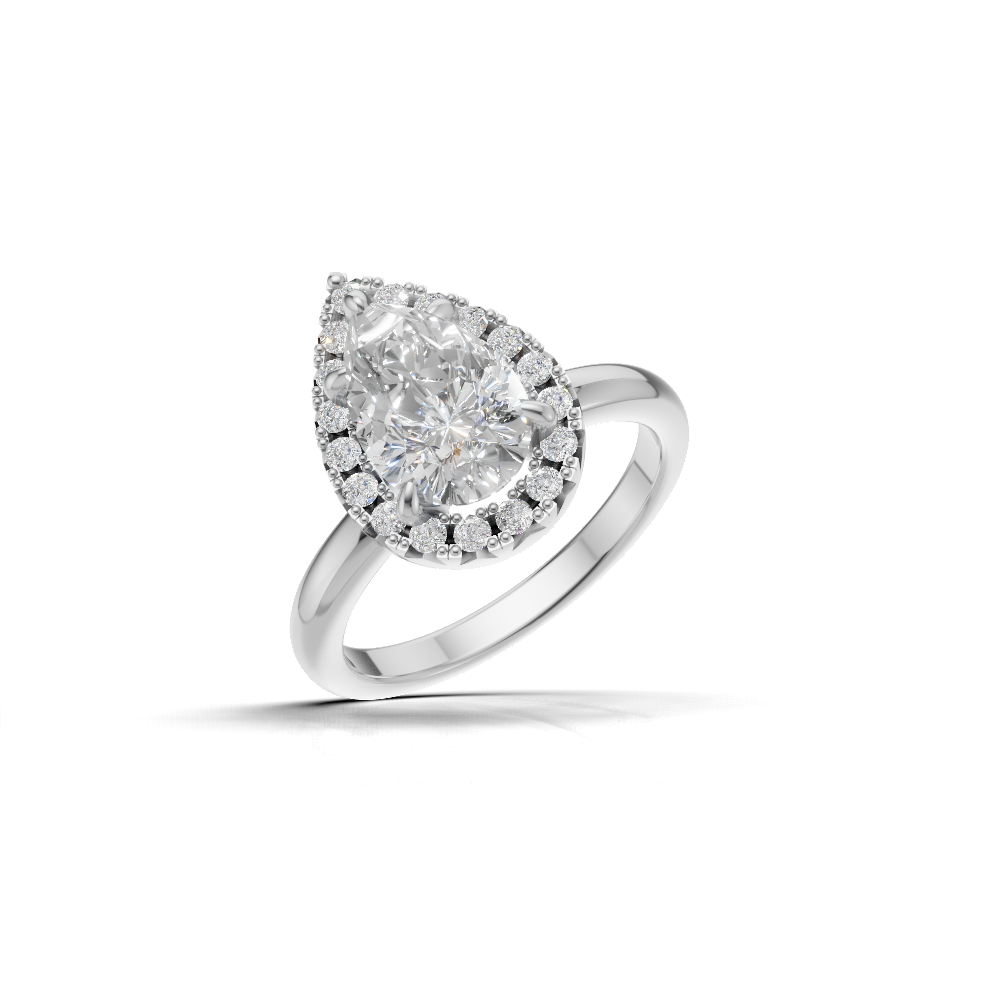 Pear Diamond Halo Ring - R110