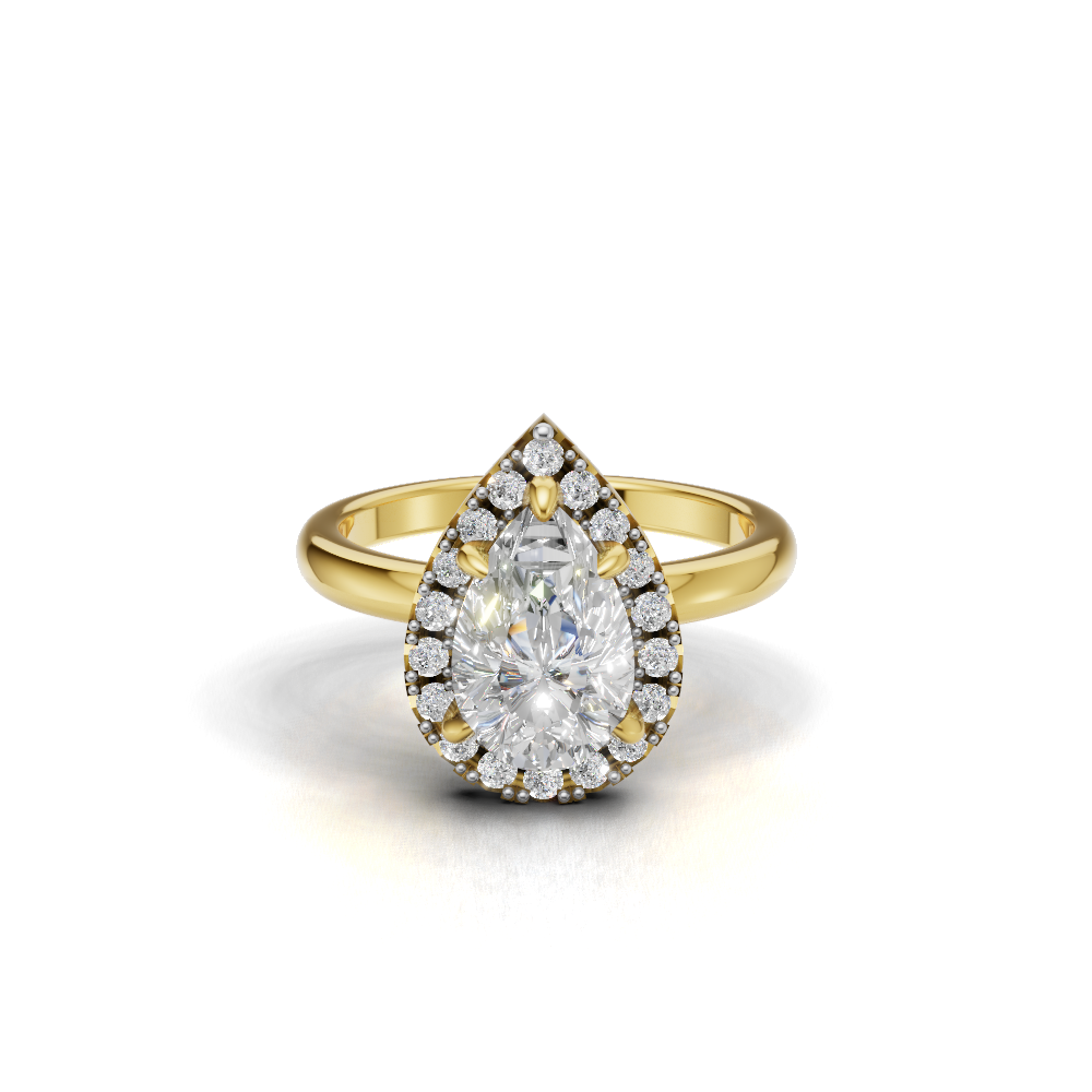 Pear Diamond Halo Ring - R110