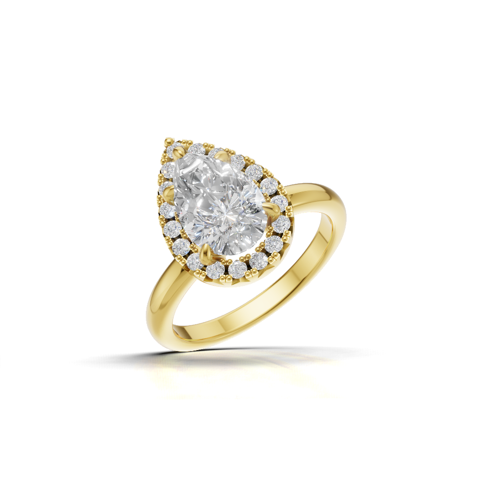 Pear Diamond Halo Ring - R110