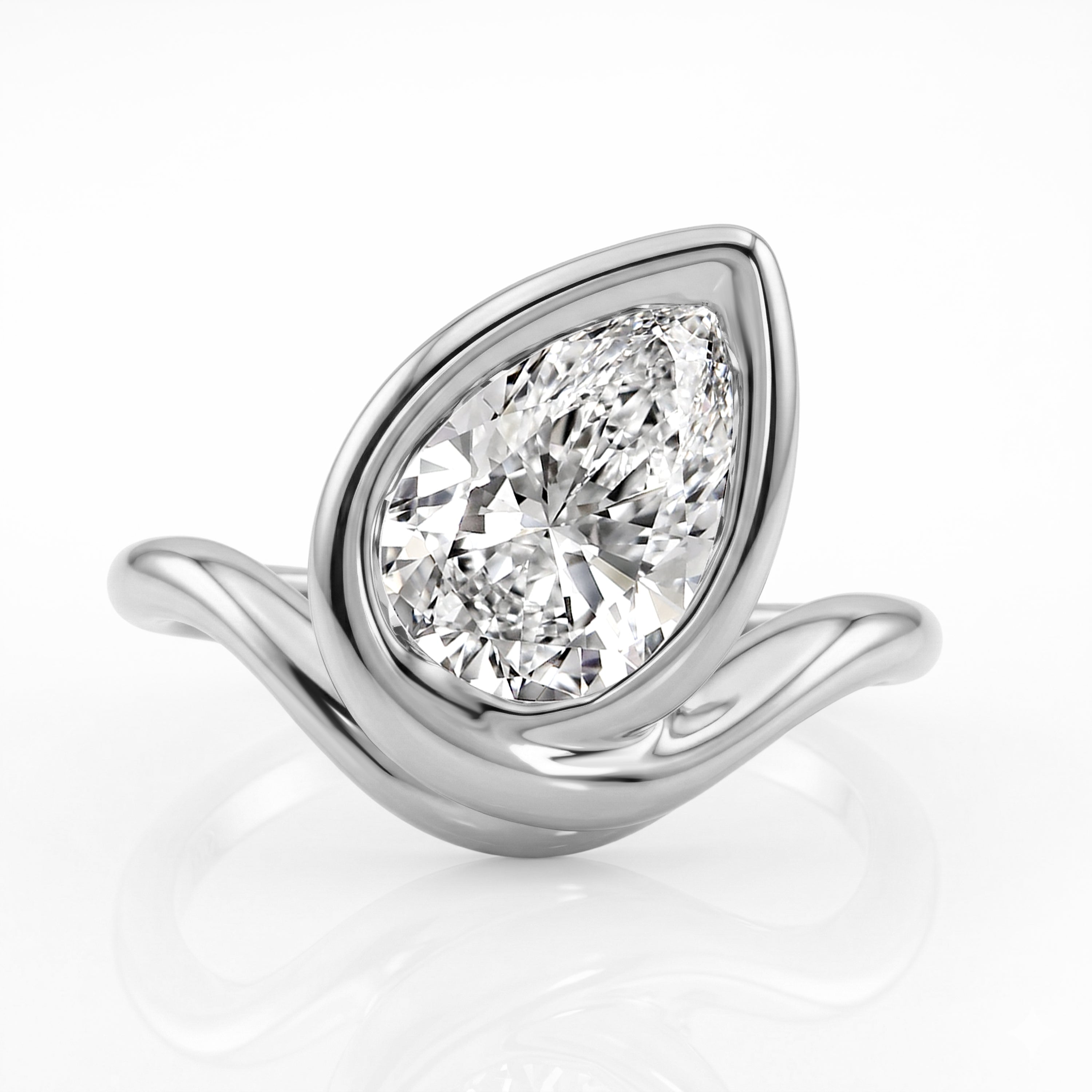 Pear Diamond Ring - Rl104 -18k