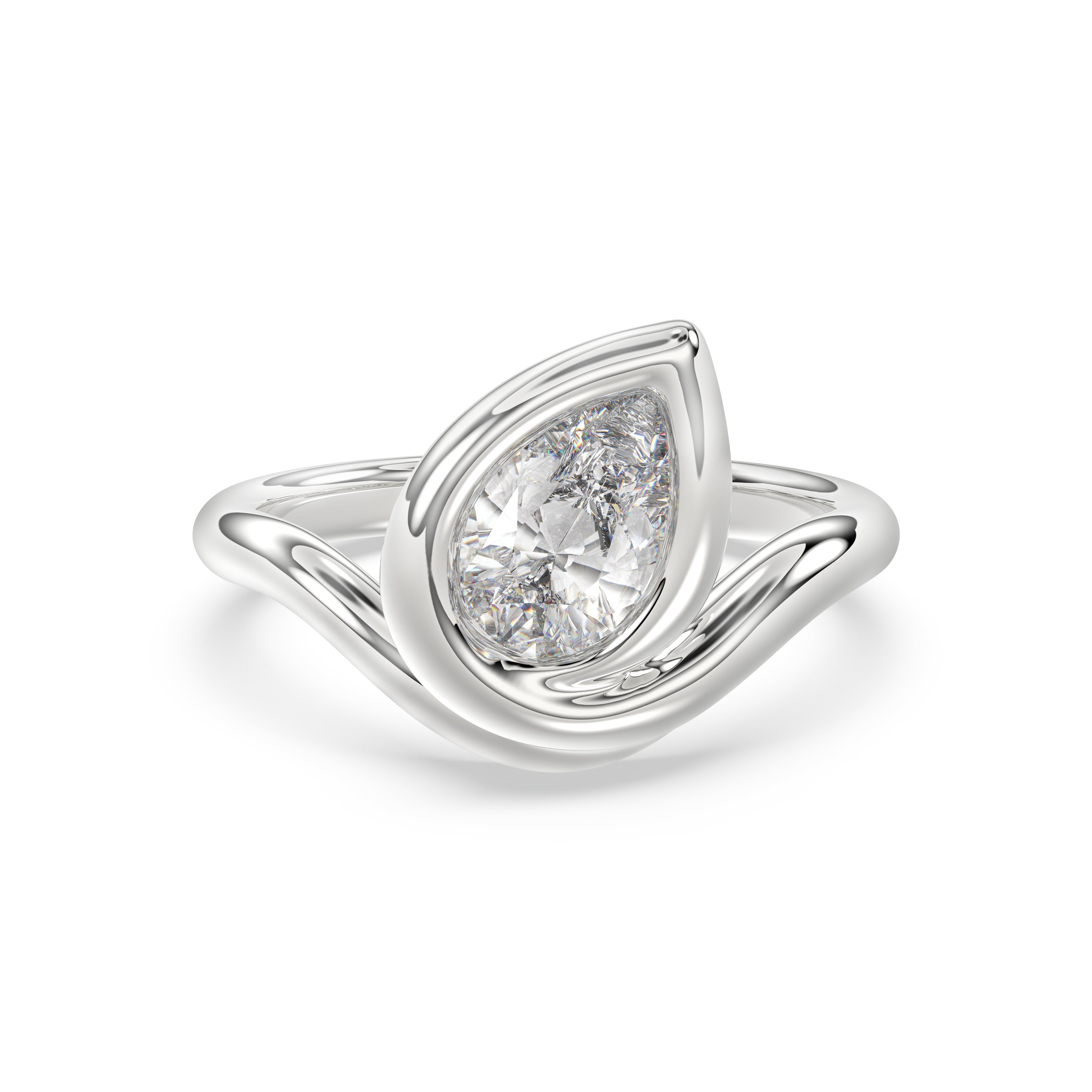 Pear Diamond Ring - Rl104 -18k