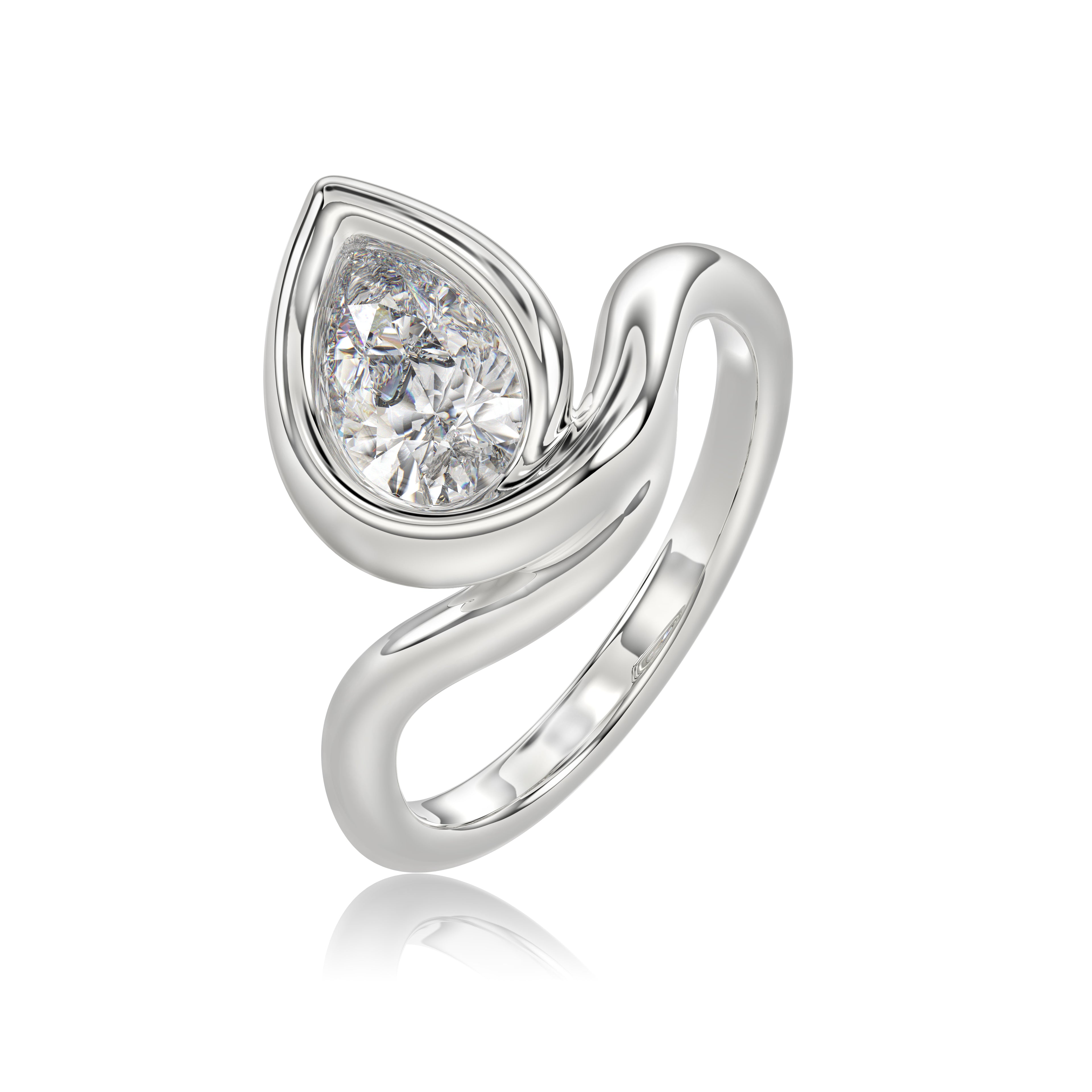 Pear Diamond Ring - Rl104 -18k
