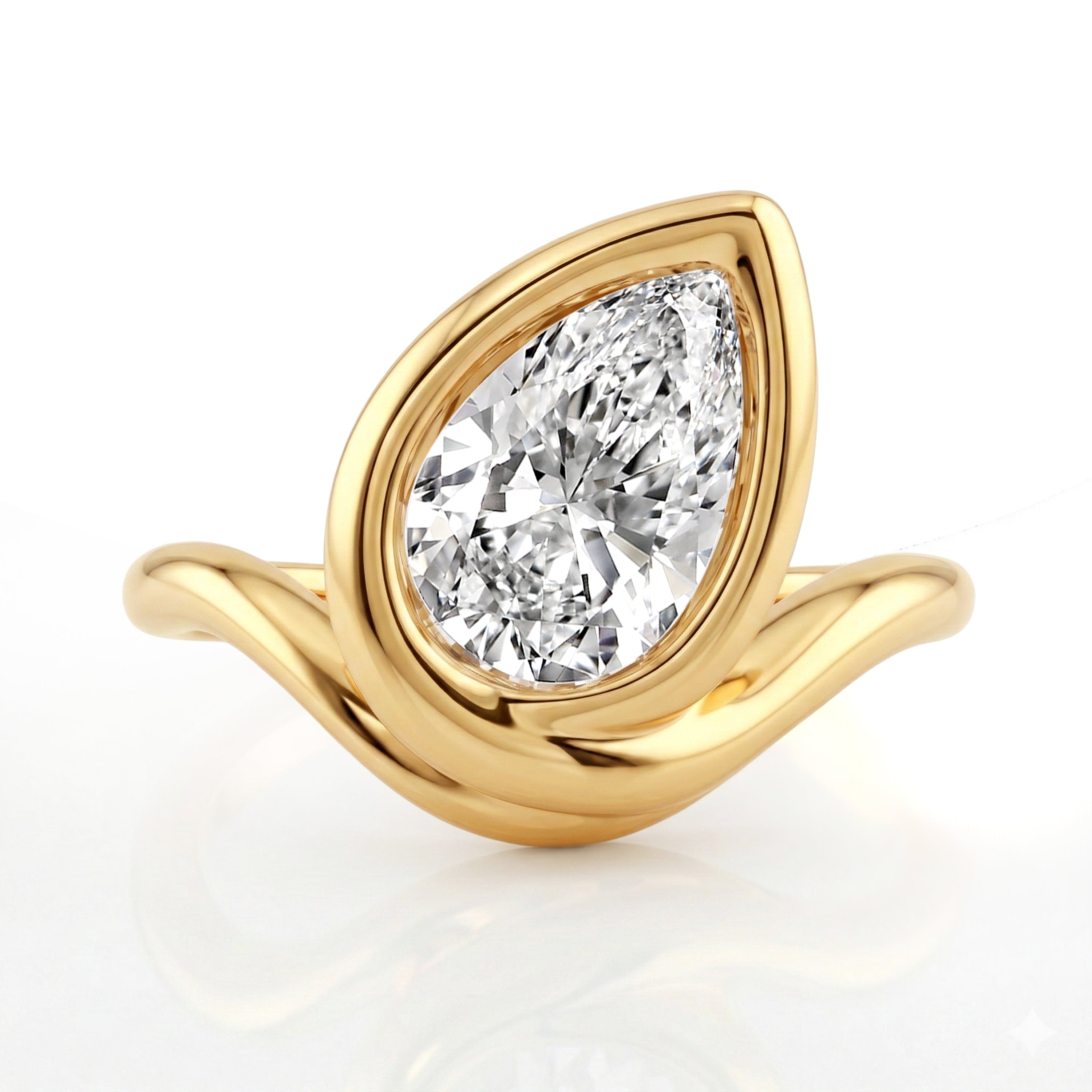 Pear Diamond Ring - Rl104 -18k