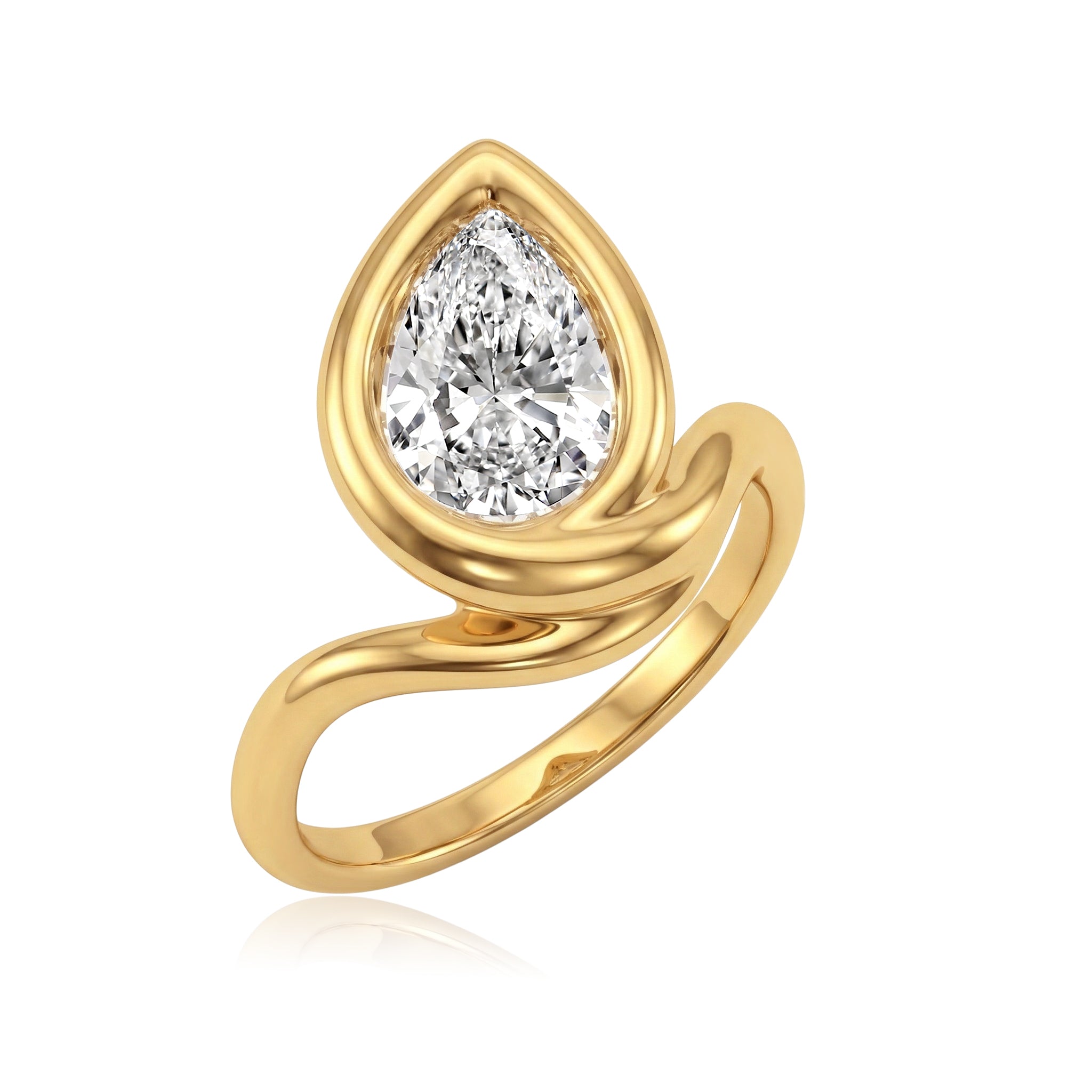 Pear Diamond Ring - Rl104 -18k