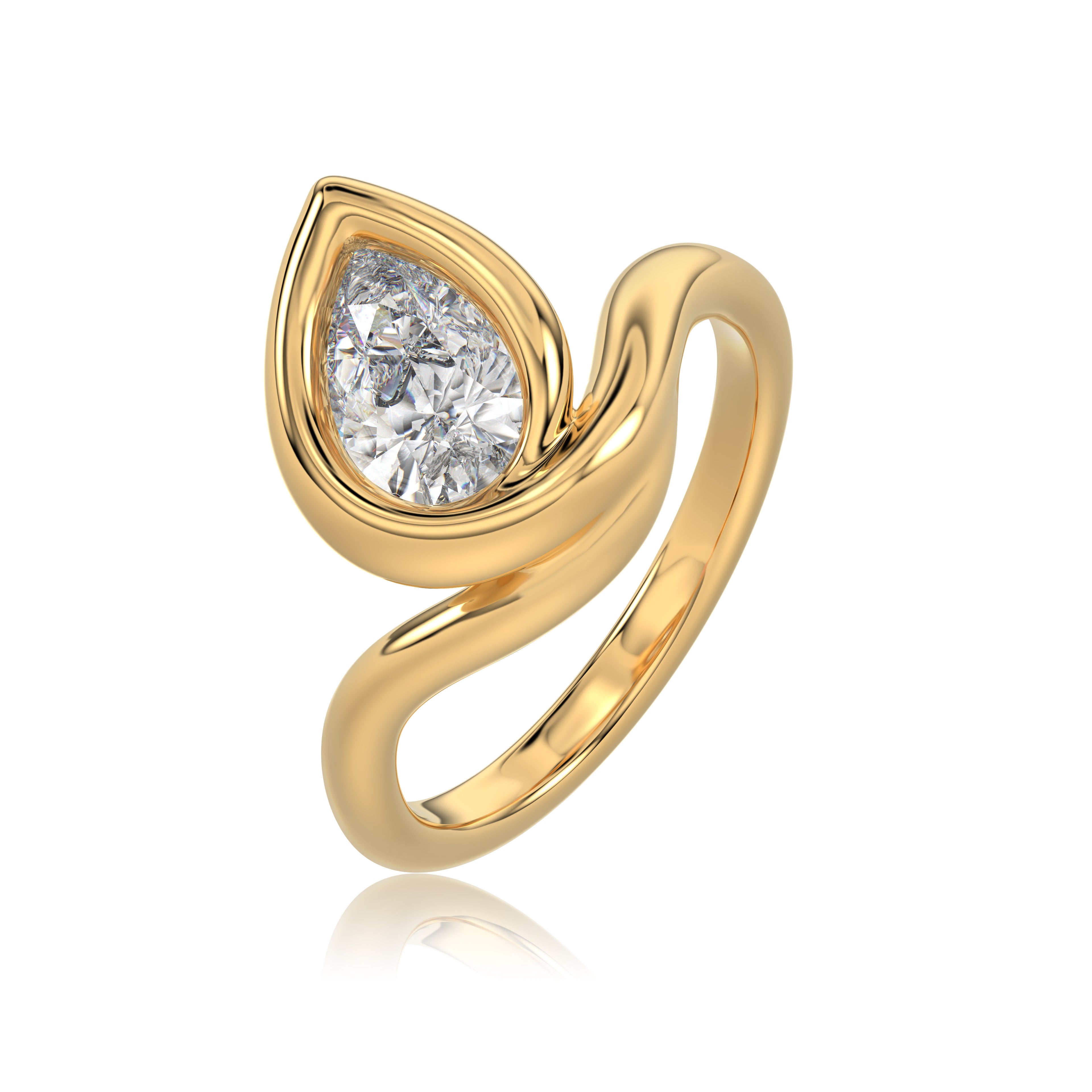 Pear Diamond Ring - Rl104 -18k